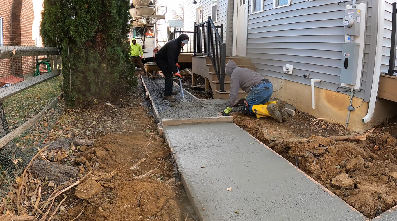 Professional concrete sidewalk and walkway installation service